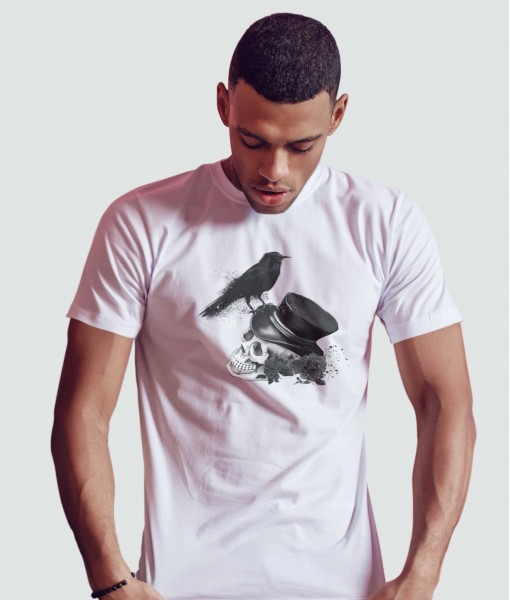 Мъжка тениска с щампа Готика череп и гарван - TShirtArtShop.com
